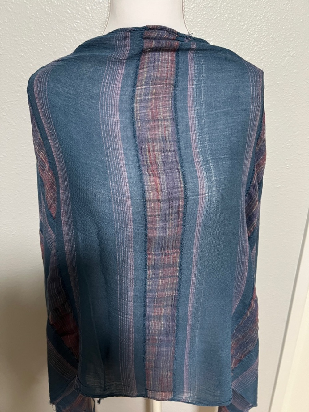 Blue Striped Lightweight Scarf Wrap